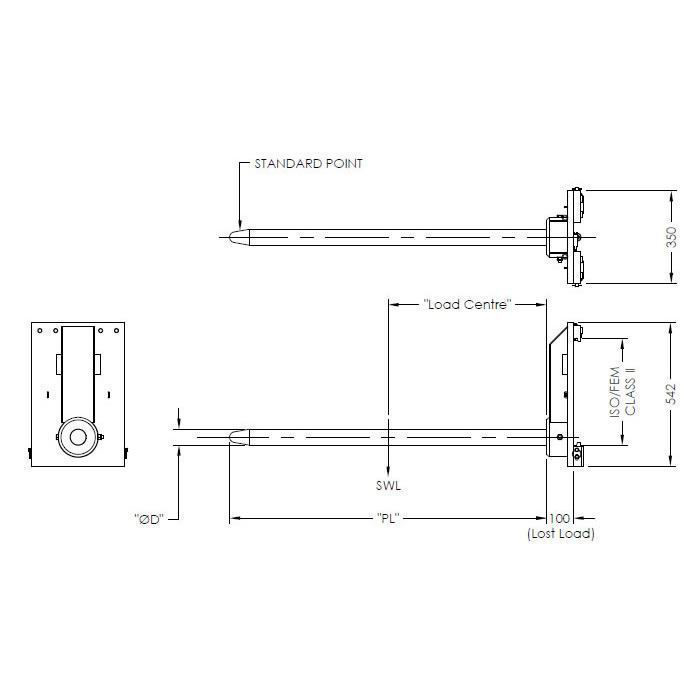 Carriage Mounted Roll Prong 70mm Diameter 2800mm Long | Handling ...